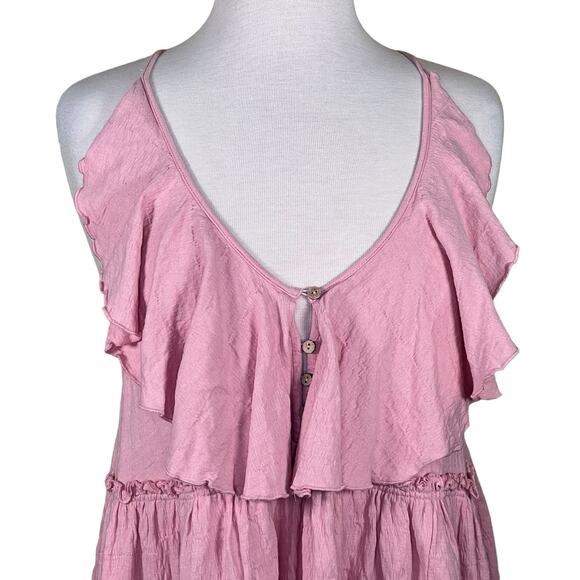 Free People FP Beach Dusty Pink Boho Racerback Mini Dress Coastal Coverup Small - Picture 2 of 11